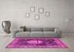 Machine Washable Persian Pink Traditional Rug in a Living Room, wshtr4456pnk