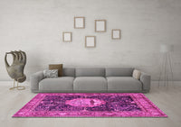 Machine Washable Persian Pink Traditional Rug, wshtr4456pnk