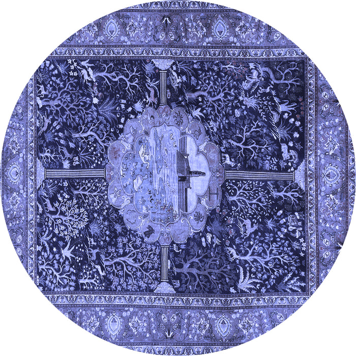 Round Persian Blue Traditional Rug, tr4456blu