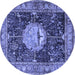 Round Persian Blue Traditional Rug, tr4456blu