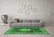 Machine Washable Persian Emerald Green Traditional Area Rugs in a Living Room,, wshtr4456emgrn