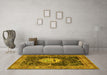 Machine Washable Persian Yellow Traditional Rug in a Living Room, wshtr4456yw