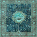 Square Machine Washable Persian Light Blue Traditional Rug, wshtr4456lblu