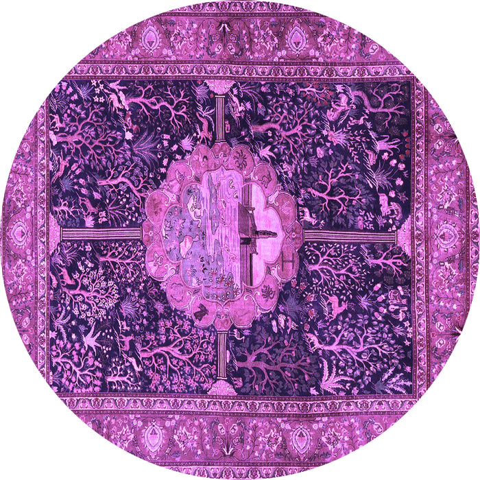 Round Persian Purple Traditional Rug, tr4456pur