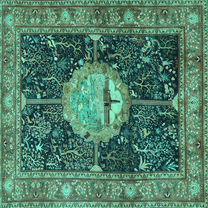 Square Persian Turquoise Traditional Rug, tr4456turq