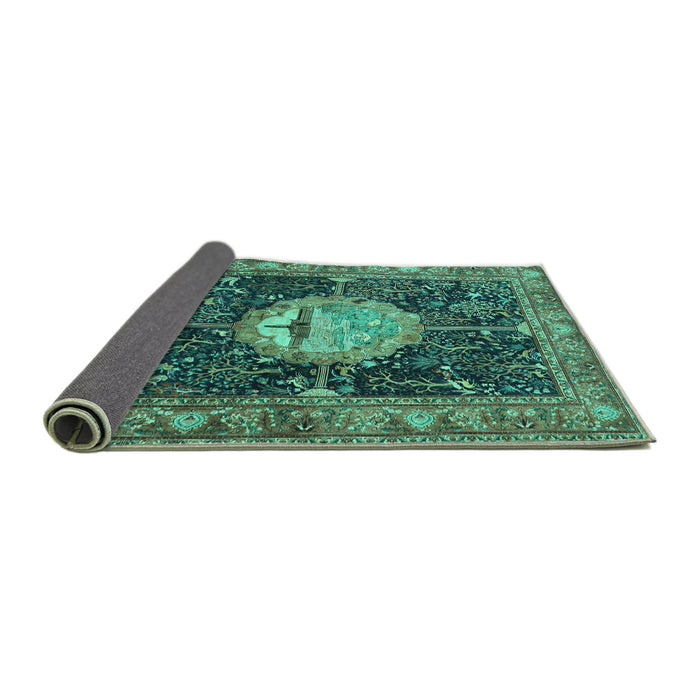 Sideview of Persian Turquoise Traditional Rug, tr4456turq