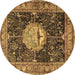 Round Persian Brown Traditional Rug, tr4456brn