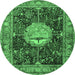 Round Persian Emerald Green Traditional Rug, tr4456emgrn