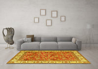 Machine Washable Persian Yellow Traditional Rug, wshtr4457yw