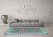 Machine Washable Persian Light Blue Traditional Rug in a Living Room, wshtr4457lblu