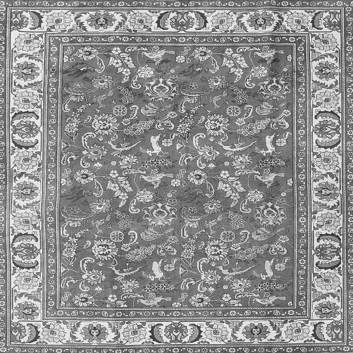Round Machine Washable Persian Gray Traditional Rug, wshtr4457gry