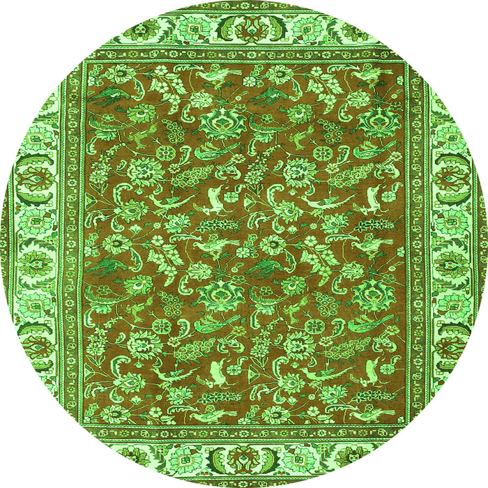 Square Persian Green Traditional Rug, tr4457grn