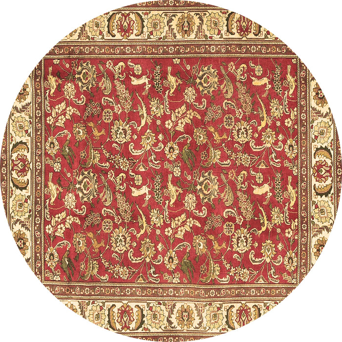Round Machine Washable Persian Brown Traditional Rug, wshtr4457brn