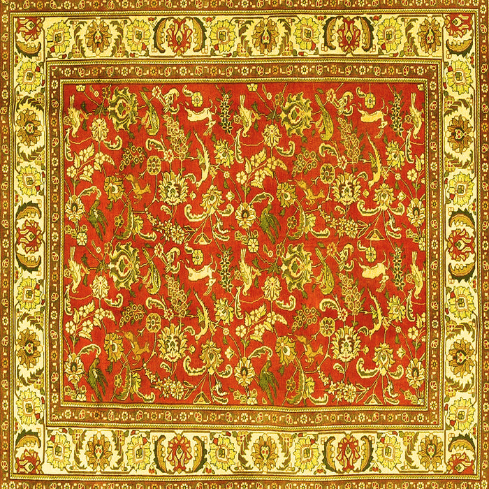 Square Persian Yellow Traditional Rug, tr4457yw