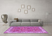 Machine Washable Persian Purple Traditional Area Rugs in a Living Room, wshtr4457pur