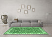 Machine Washable Persian Emerald Green Traditional Area Rugs in a Living Room,, wshtr4457emgrn