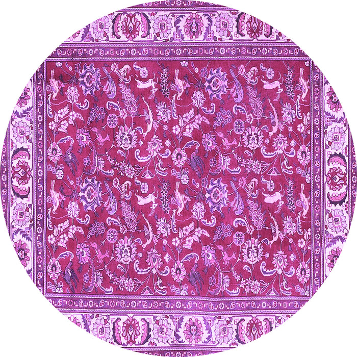 Round Persian Purple Traditional Rug, tr4457pur
