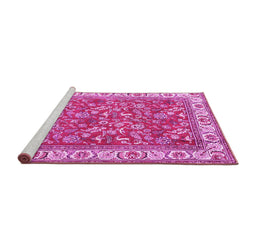 Sideview of Machine Washable Persian Pink Traditional Rug, wshtr4457pnk
