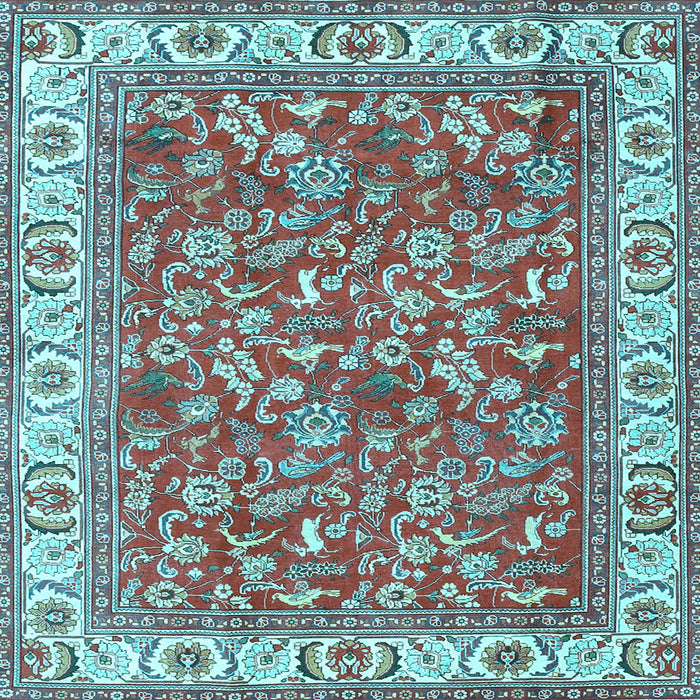 Square Machine Washable Persian Light Blue Traditional Rug, wshtr4457lblu