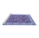 Sideview of Machine Washable Persian Blue Traditional Rug, wshtr4457blu