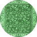 Round Persian Emerald Green Traditional Rug, tr4457emgrn