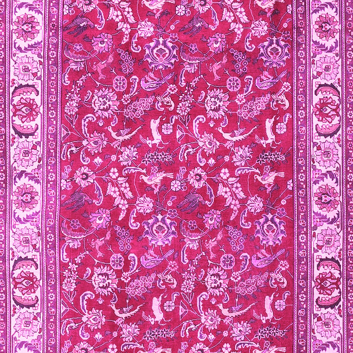 Machine Washable Persian Pink Traditional Rug, wshtr4457pnk