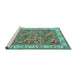 Sideview of Machine Washable Persian Turquoise Traditional Area Rugs, wshtr4457turq