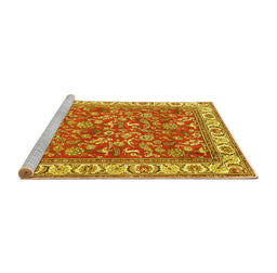 Sideview of Machine Washable Persian Yellow Traditional Rug, wshtr4457yw