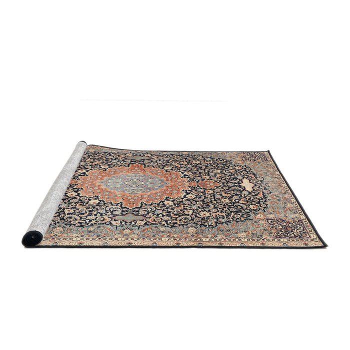 Sideview of Machine Washable Traditional Brown Rug, wshtr4458