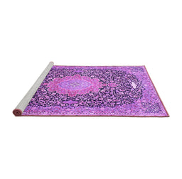 Sideview of Machine Washable Medallion Purple Traditional Area Rugs, wshtr4458pur