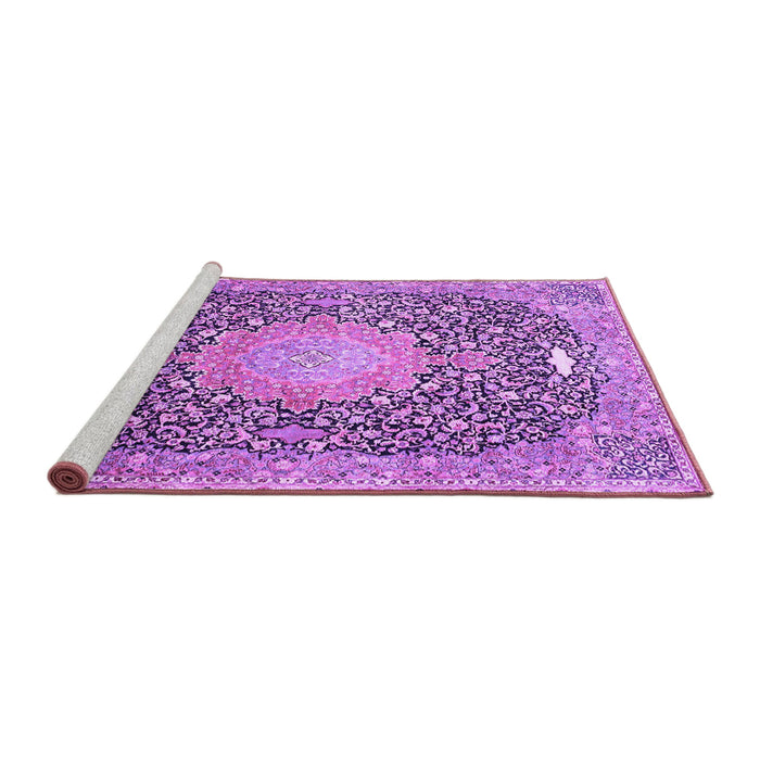 Sideview of Machine Washable Medallion Purple Traditional Area Rugs, wshtr4458pur