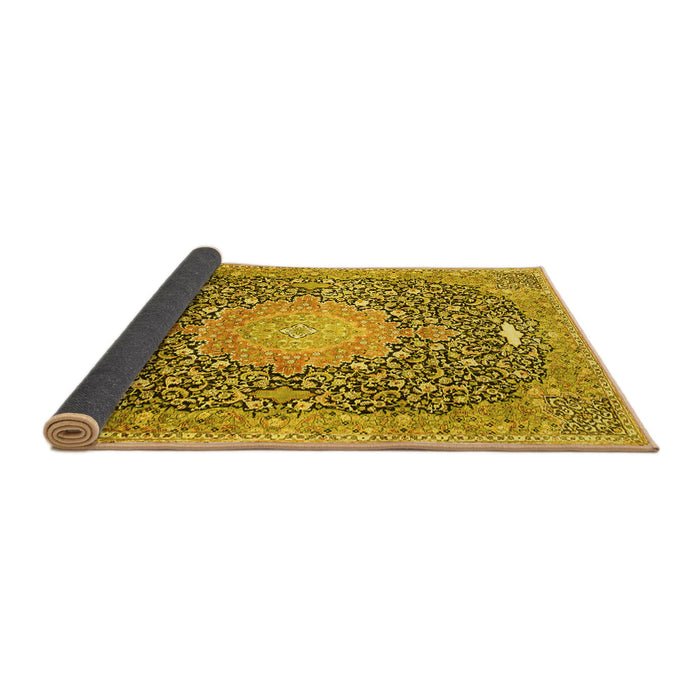 Sideview of Medallion Yellow Traditional Rug, tr4458yw