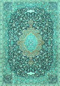 Medallion Turquoise Traditional Rug, tr4458turq