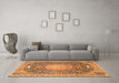 Machine Washable Medallion Orange Traditional Area Rugs in a Living Room, wshtr4458org