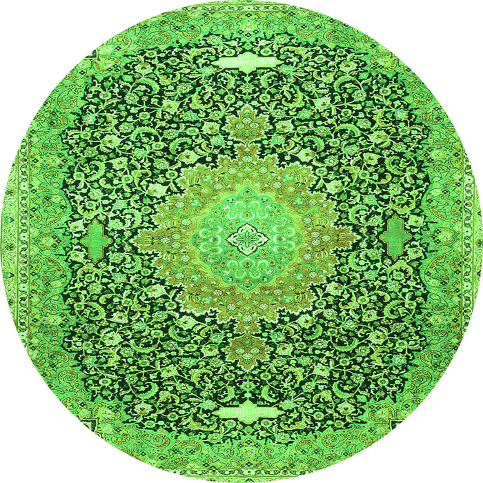 Square Medallion Green Traditional Rug, tr4458grn