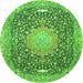 Square Medallion Green Traditional Rug, tr4458grn