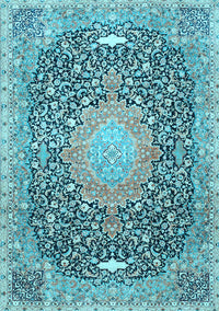 Medallion Light Blue Traditional Rug, tr4458lblu