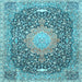 Square Medallion Light Blue Traditional Rug, tr4458lblu