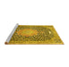 Sideview of Machine Washable Medallion Yellow Traditional Rug, wshtr4458yw