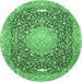 Round Medallion Emerald Green Traditional Rug, tr4458emgrn