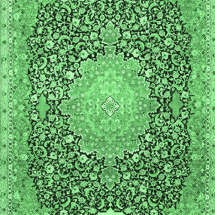 Machine Washable Medallion Emerald Green Traditional Area Rugs, wshtr4458emgrn
