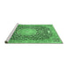 Sideview of Machine Washable Medallion Emerald Green Traditional Area Rugs, wshtr4458emgrn