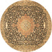 Round Medallion Brown Traditional Rug, tr4458brn