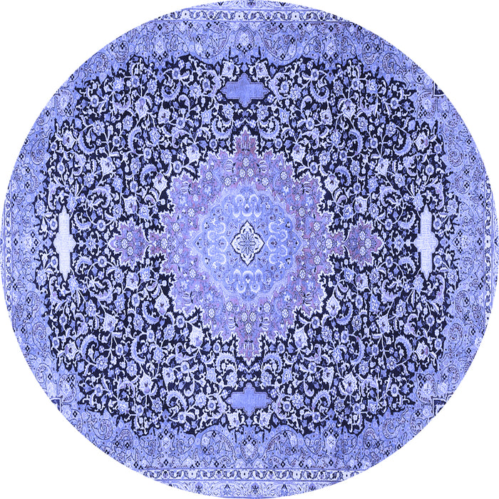 Round Medallion Blue Traditional Rug, tr4458blu