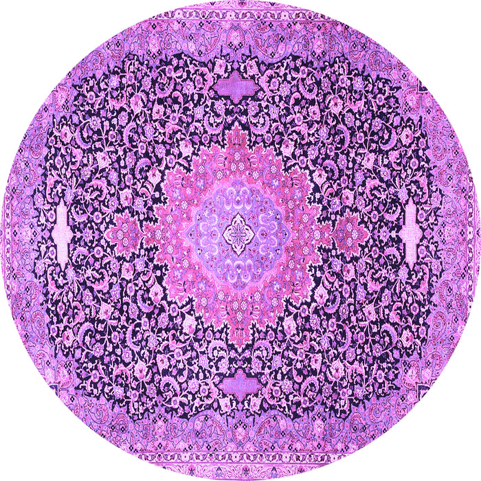 Round Medallion Purple Traditional Rug, tr4458pur