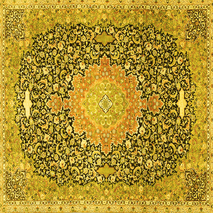 Square Medallion Yellow Traditional Rug, tr4458yw