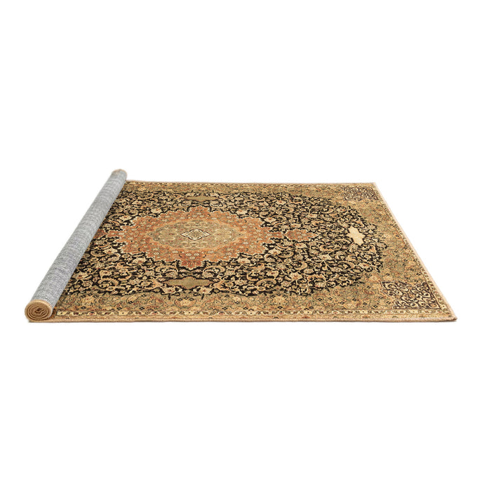 Sideview of Machine Washable Medallion Brown Traditional Rug, wshtr4458brn