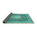 Sideview of Medallion Turquoise Traditional Rug, tr4458turq