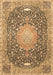 Machine Washable Medallion Brown Traditional Rug, wshtr4458brn