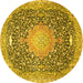 Round Medallion Yellow Traditional Rug, tr4458yw